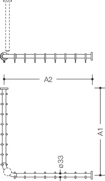 HEWI tringle à rid.,raccouriss. A1-A2= variable (220-1983), blanc de sécurité