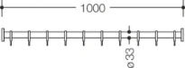 HEWI tringle à rideau ,ø33,L=1000, BA1.1, 10 anneau, blanc de sécurité