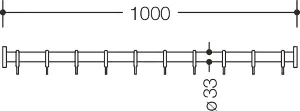 HEWI tringle à rideau ,ø33,L=1000, BA1.1, 10 anneau, blanc de sécurité