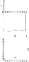 HEWI tringl.rideau ,A1/A2=983,supp. plafond A=500 +rideau,EM,blanc sécurité
