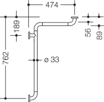 Hewi 801 barre main. douche/baign. ,W1=762,W2= 474,BM211.3, blanc pur