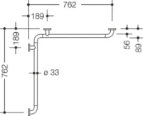 HEWI barre main. douche/bagn. ,W1=762,W2= 762,BM211.4, blanc pur