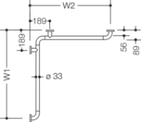 HEWI barre main. douche/bagn. ,W1/W2= spéc, BM211..., blanc pur