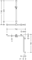 Hewi 801 barr douche/baign.,A1=1100,W1/2=762, coul.,BM211.6,version-L, blanc de sécurité
