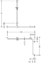 HEWI barre main. douche/bagn. ,A1-W1-W2= var.,coul.,BM211..., blanc pur