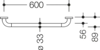 Hewi 801 barre de maintien ,A=600mm, BM211.2 blanc de sécurité
