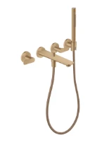 Axor Citterio C mitigeur bain incastrable 3-trous pour fixation murale avec douche à main - Cubic Cut - Bronze brossé