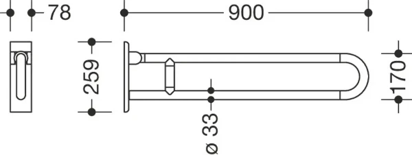 98 Hewi serie 801 opklapbare steun - draaibaar 900 mm - signaalwit