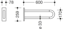 HEWI barre d`appui ,L=600mm blanc pur