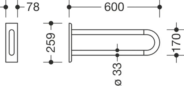 Hewi 801 barre d`appui ,L=600mm blanc de sécurité
