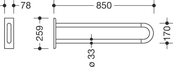 HEWI barre d`appui ,L=850mm blanc de sécurité