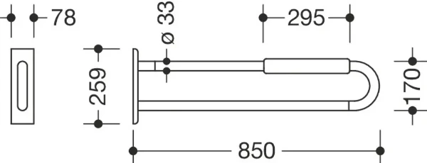 Hewi 801 barre d'appui ,L=850mm,avec rembourrage, blanc pur