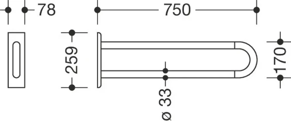 HEWI barre d`appui ,L=750mm blanc de sécurité