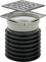 Viega Advantix insteekafvoer met RVS opzetrooster 100 x 100 mm draaibaar met lippendichting 100 mm (afvoer 0,75 l/s)