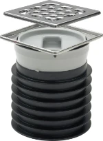 Viega Advantix insteekafvoer met RVS opzetrooster 100 x 100 mm draaibaar met lippendichting 100 mm (afvoer 0,70 l/s)