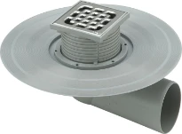 Viega Advantix terrasafvoer met RVS opzetrooster 100 x 100 mm draaibaar horizontale afvoer 50 mm