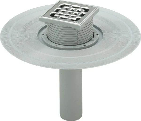 Viega Advantix terrasafvoer met RVS opzetrooster 100 x 100 mm draaibaar verticale afvoer 50 mm