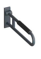 HEWI barre d`appui relevable ,L=850mm, fixe,av.rembour,ed.mat, gris anthracite
