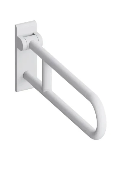 HEWI barre d`appui relevable ,L=900mm, fixe, edition mat, blanc de sécurité