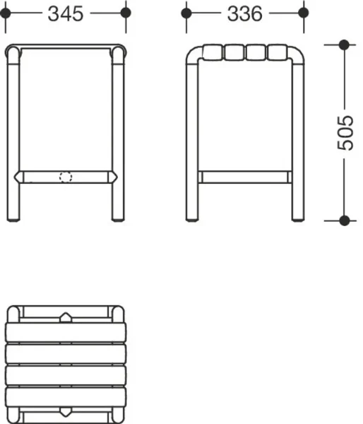 92 HEWI zitkruk, b=345, l=336,h=500 antracietgrijs
