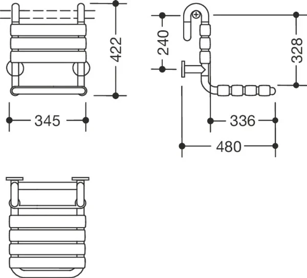 HEWI siège suspendu , section de 33mm - support rosace ø80, sable
