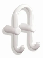 HEWI crochet double , dirigé vers l`extérieur, blanc pur
