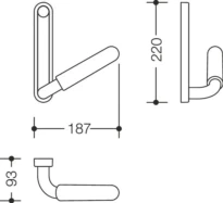 HEWI barre de maintien avec plaque, gauche, LifeSystem, bleu aqua