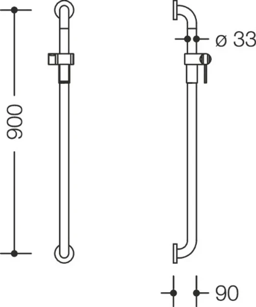 HEWI barre douchette , A1=900,coulisseau douche,BM211.2, blanc de sécurité