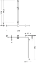 HEWI barre maint.douche/bagn. ,B..,A1= 1250,W1=962,W2=962, gris anthracite