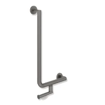 HEWI L-barre main.coud. ,poud. kit ult., A1=600,W1=300,Ø32,dr., gris foncé mat