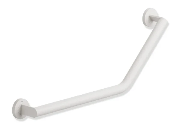 HEWI L-barre main.coudée 135°,Ø32, gauche,poudre, blanc mat