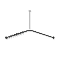 HEWI tringle à rideau , Ø25 A1/A2=983, 20 anneaux, poudre, noir mat