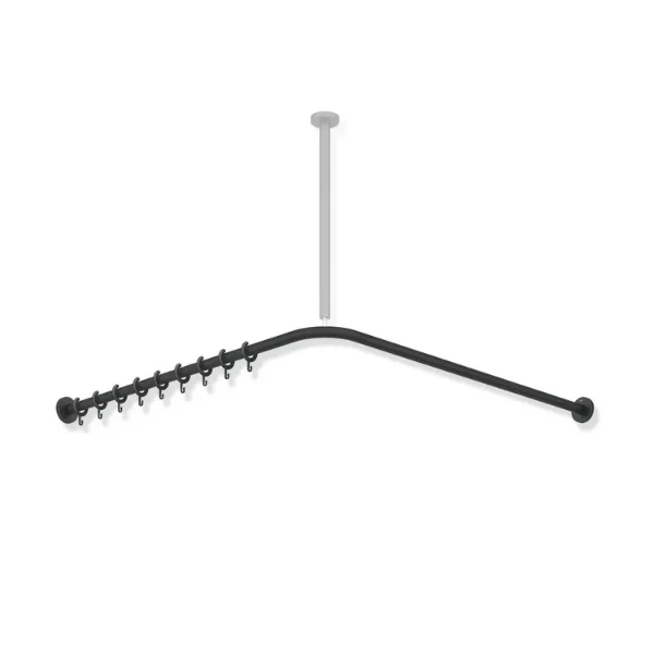HEWI tringle à rideau , Ø25 A1/A2=983, 20 anneaux, poudre, noir mat