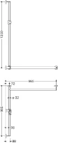 Hewi 900 barre de douche Ø32/32,dr,A1=1250, W1=965,W2=965,brossée, blanc de sécurité