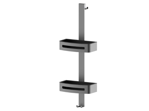 Procasa Vivo dubbele douchekorf voor douchewand - Gun Metal PVD - staal mat PVD
