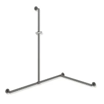 HEWI barre d.douche Ø25/30,dr,A1=1250, W1=1185,W2=765,poudre,gris foncé mat/chr
