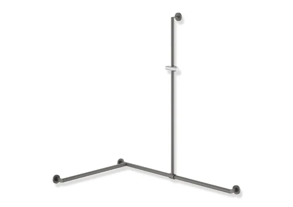 HEWI barre d.douche Ø25/30,ga,A1=1250, W1=1185,W2=765,poudre,gris foncé mat/chr