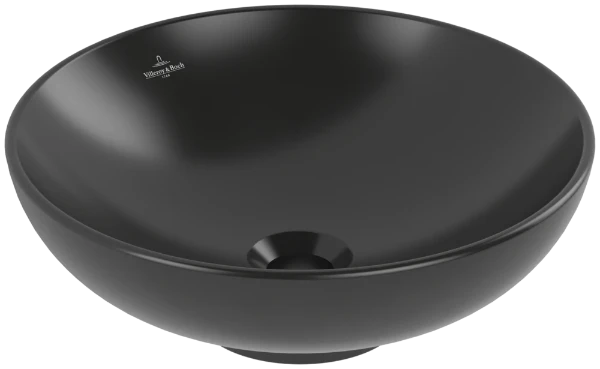 Villeroy & Boch Loop & Friends vasque à poser 420 x 420 x 120 mm - Pure Black CeramicPlus - sans trou de robinetterie - avec trop-plein