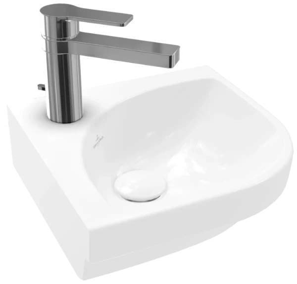 Villeroy & Boch Subway 3.0 hoekhandenwasser 320 x 320 mm - wit - met kraangat - zonder overloop
