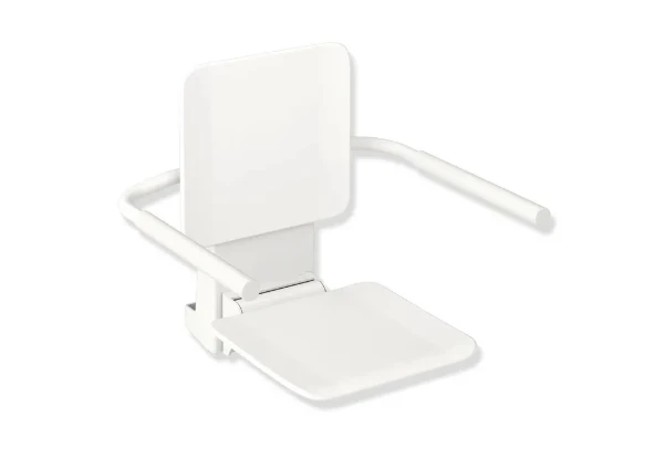 Hewi 900 siège susp., petit avec accoudoir poudré blanc mat/balnc mat