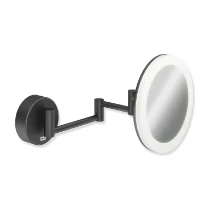 HEWI schminkspiegel, rond,zwart mat, met verlichting