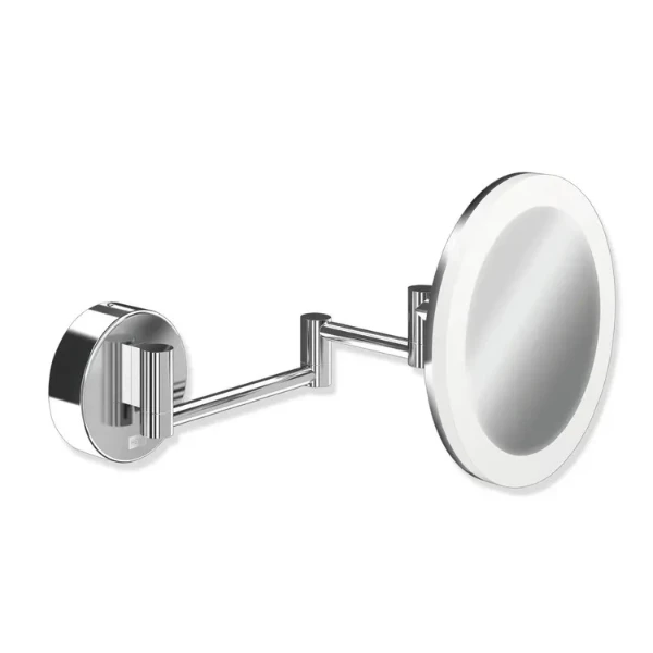 HEWI schminkspiegel, rond,verchroomed, m.verlichting, IP44
