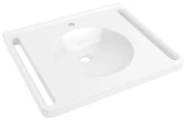 Hewi serie 950 lavabo avec dosseret 650 x 550 mm - cuvette ronde - avec trou de robinet - sans trop-plein - avec poignées