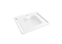 Hewi serie 950 lavabo avec dosseret 650 x 550 mm - cuvette rectangulaire - avec trou de robinet - sans trop-plein - avec poignées