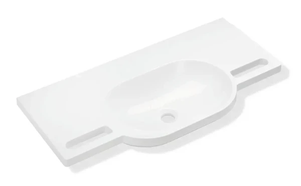 Hewi serie 950 lavabo 850 x 415 mm - blanc alpin - sans trou de robinet - sans trop-plein - avec poignées