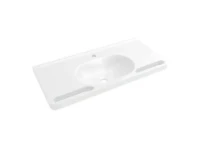 Hewi serie 950 lavabo avec dosseret 850 x 400 mm - cuvette ronde - blanc alpin - avec trou de robinet - sans trop-plein - avec poignées