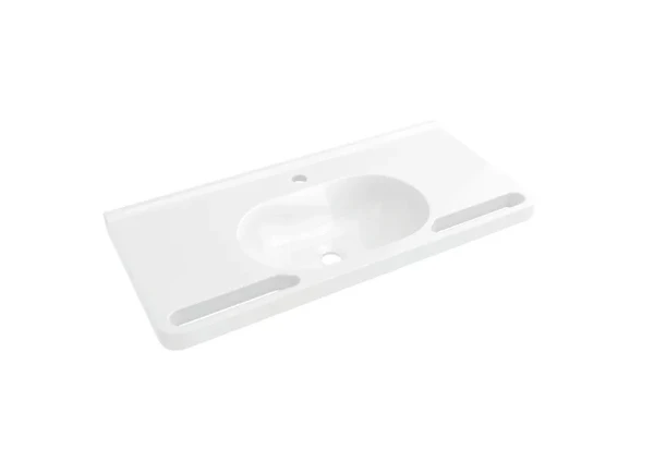 Hewi serie 950 lavabo avec dosseret 850 x 400 mm - cuvette ronde - blanc alpin - avec trou de robinet - sans trop-plein - avec poignées