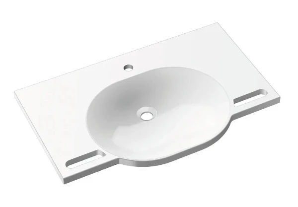 Hewi serie 950 lavabo 850 x 550 mm - blanc alpin - avec trou de robinet - sans trop-plein - avec poignées