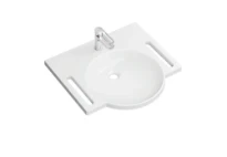 Hewi serie 950 set de lavabo 002 lavabo 600 x 550 mm - blanc alpin - avec trou de robinet - avec mitigeur de lavabo - chromé - sans trop-plein - avec poignées