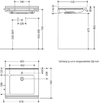Hewi serie 950 set de lavabo 071 lavabo 650 x 550 mm - blanc alpin - avec trou de robinet - sans trop-plein - avec poignée de maintien et 2 crochets gris foncé mat